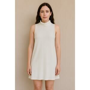 Reformation White Ribbed Mock Neck Sleeveless Midi Dress Size M